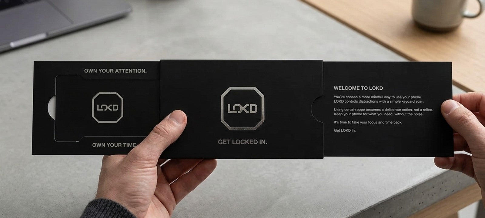 LOKD Keycard in its slim gift envelope